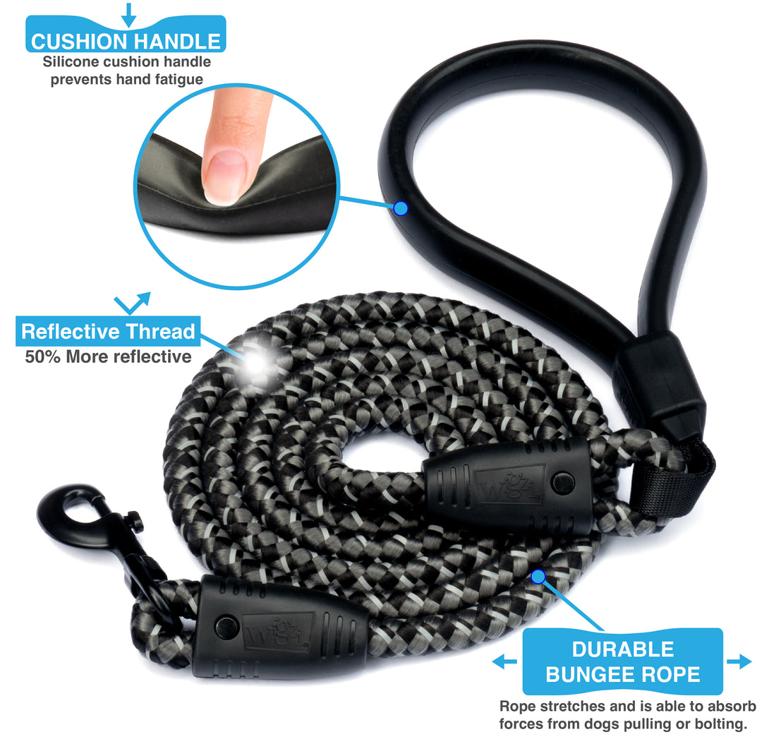 Flex Walk 360 Degree Silicone Handle Comfort Grip with Heavy-Duty Reflective Rope 6 feet.