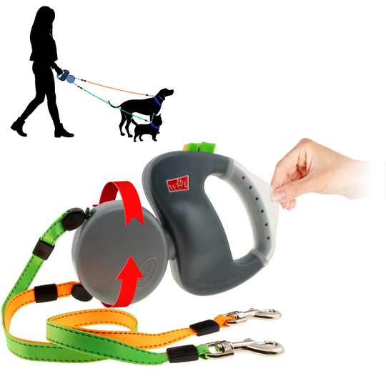 Two Dog Retractable Leash with Gel Comfort Handle