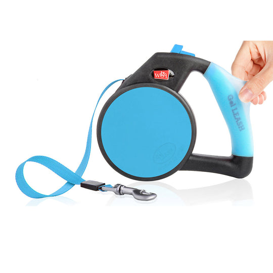 Wigzi Retractable Dog Leash with Gel Handle in Blue