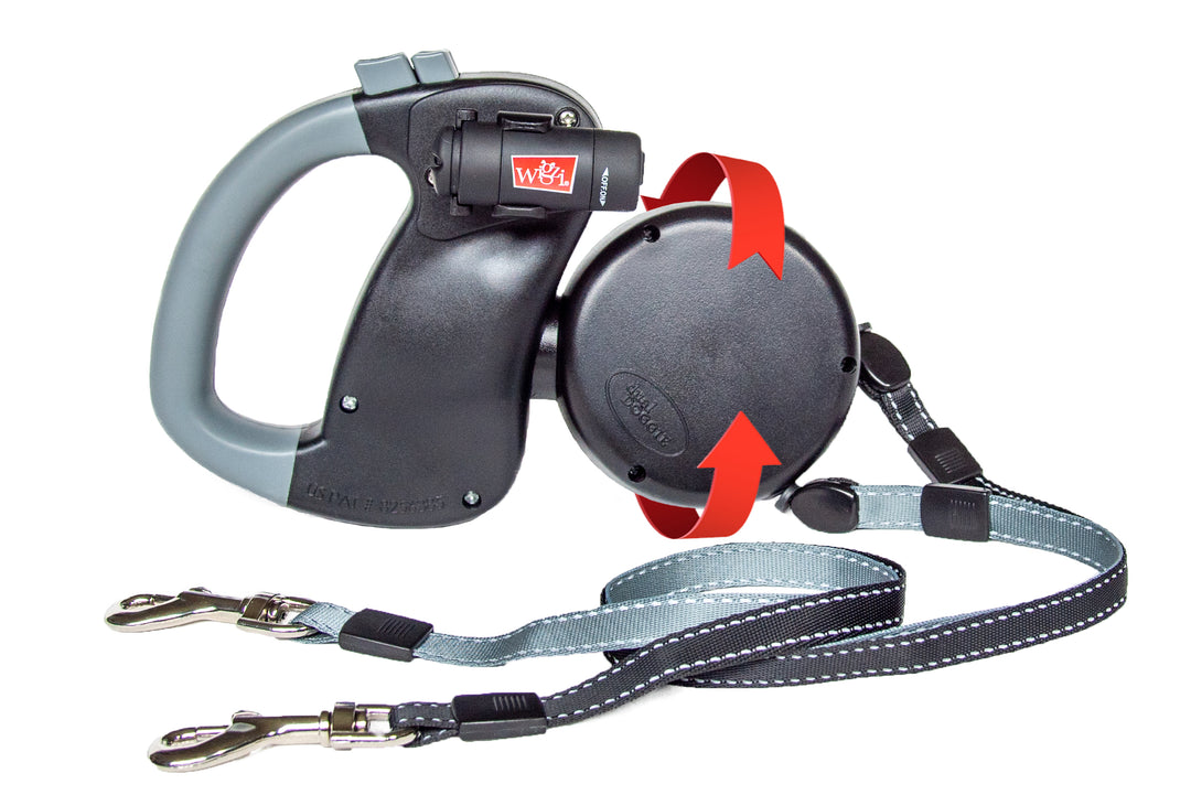 Two Dog Retractable Leash with LED