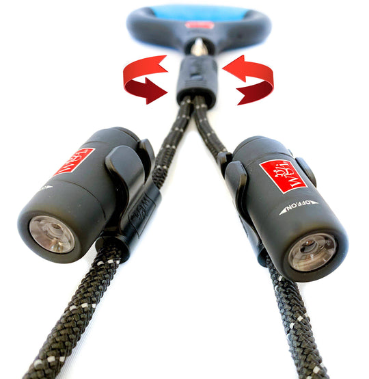 dual dog leash with individual rechargeable lights